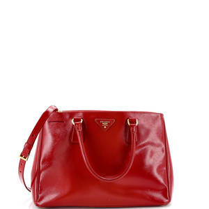 Prada Medium Double Zip Lux Tote Vernice Saffiano Leather